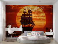 A serene coastal landscape wall mural for your decor.

