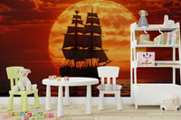 A beautiful seaside scene wall mural for a living room.

