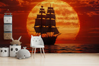 An artistic travel theme mural for home decor.

