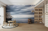 The colors are soft and gentle, with pale blues, grays, and whites.

