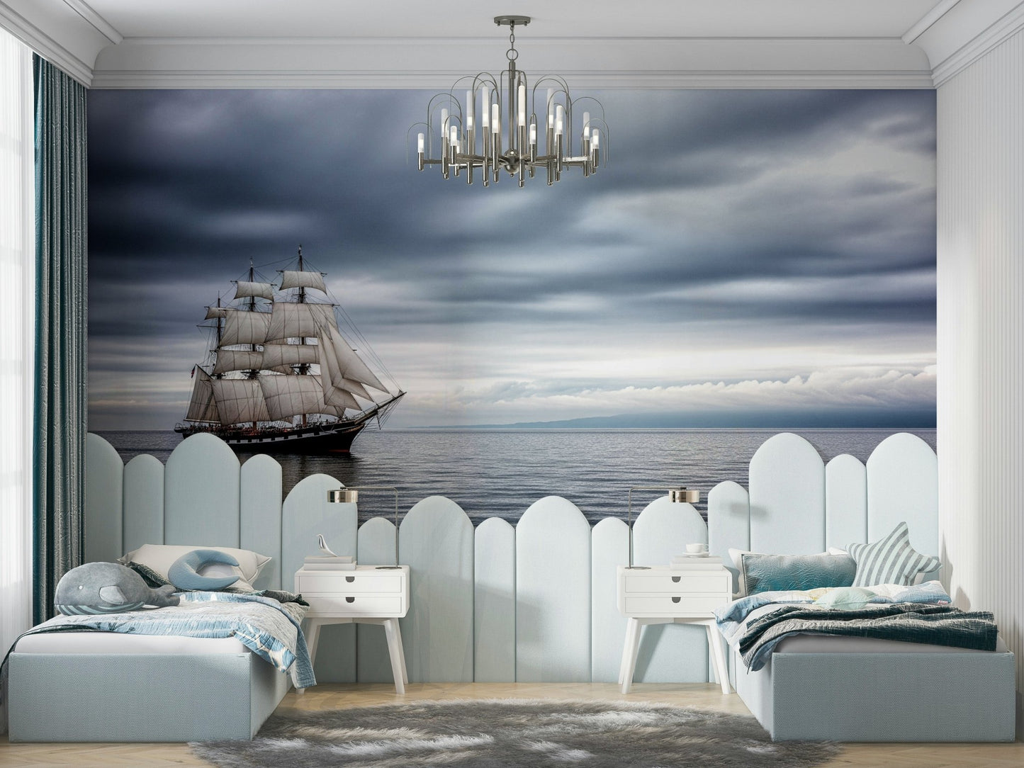 The composition is a wide, landscape view of the sea.

