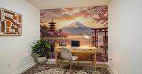 Sakura Vista at Fuji's Golden Hour Wall Mural