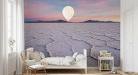 Soft Kids room styled with Salt Flats Serenity Wall Mural and a low white sofa