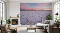 Salt Flats Serenity Wall Mural above a low console in a calm modern lounge