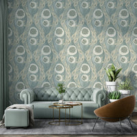 Grey and teal wallpaper Samarkande No. 4 style

