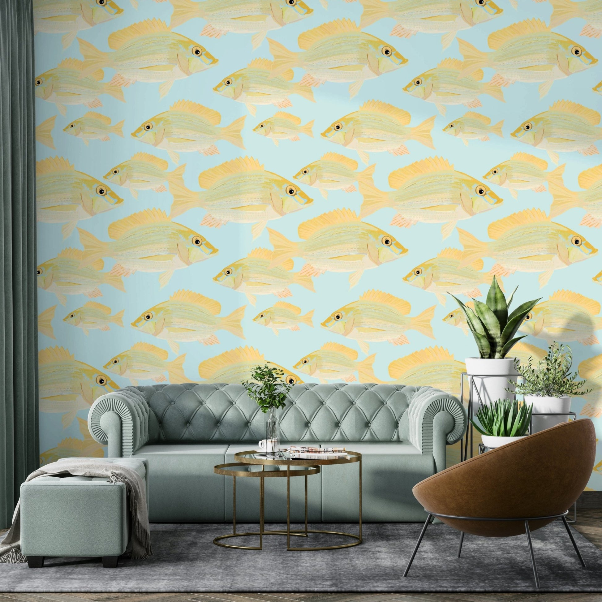 Underwater-inspired wallpaper with Sand Bream patterns

