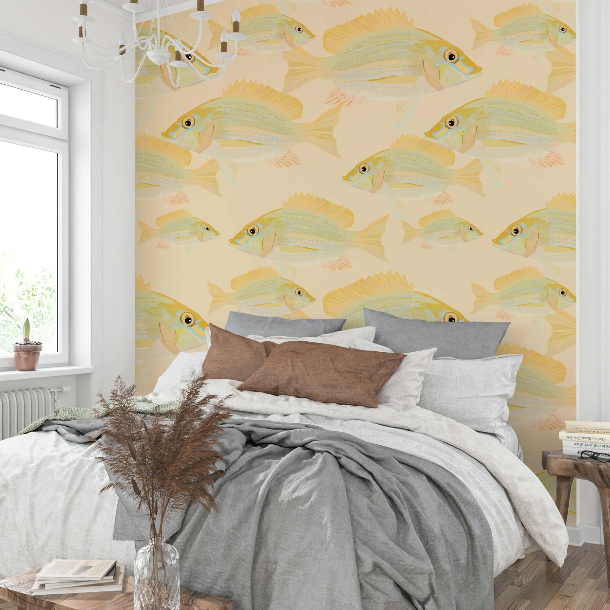 Neutral tone fish wall design

