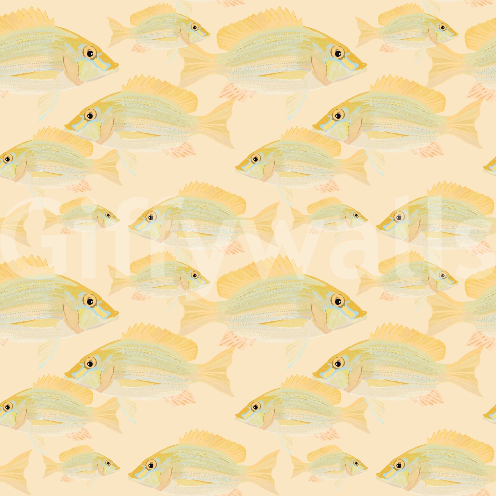 Easy-to-apply fish pattern wallpaper

