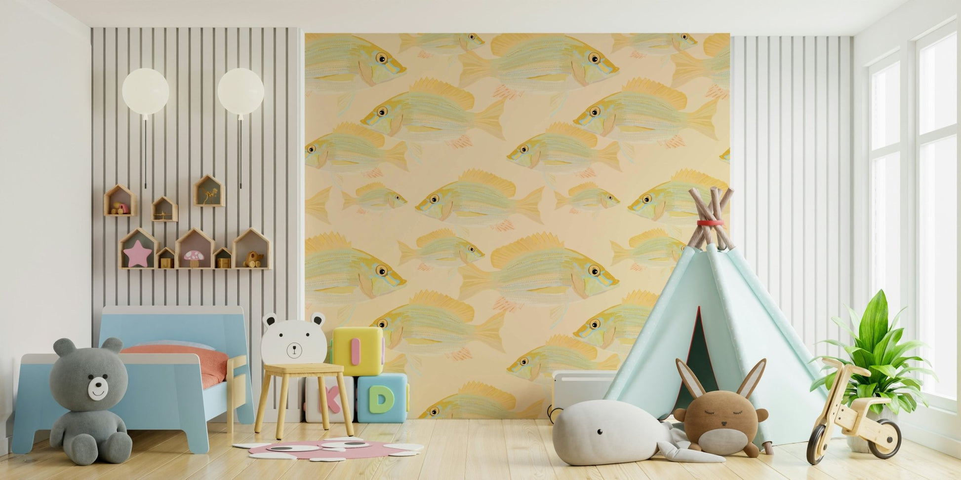 Ocean-inspired mural wallpaper

