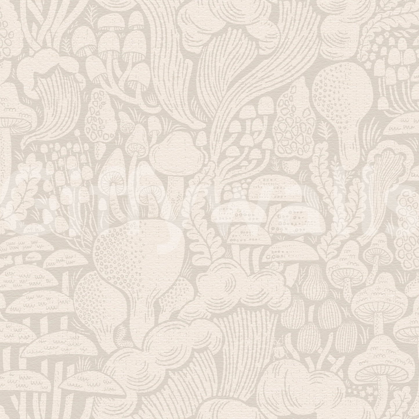 Fungi silhouette forest wall mural in soft colors

