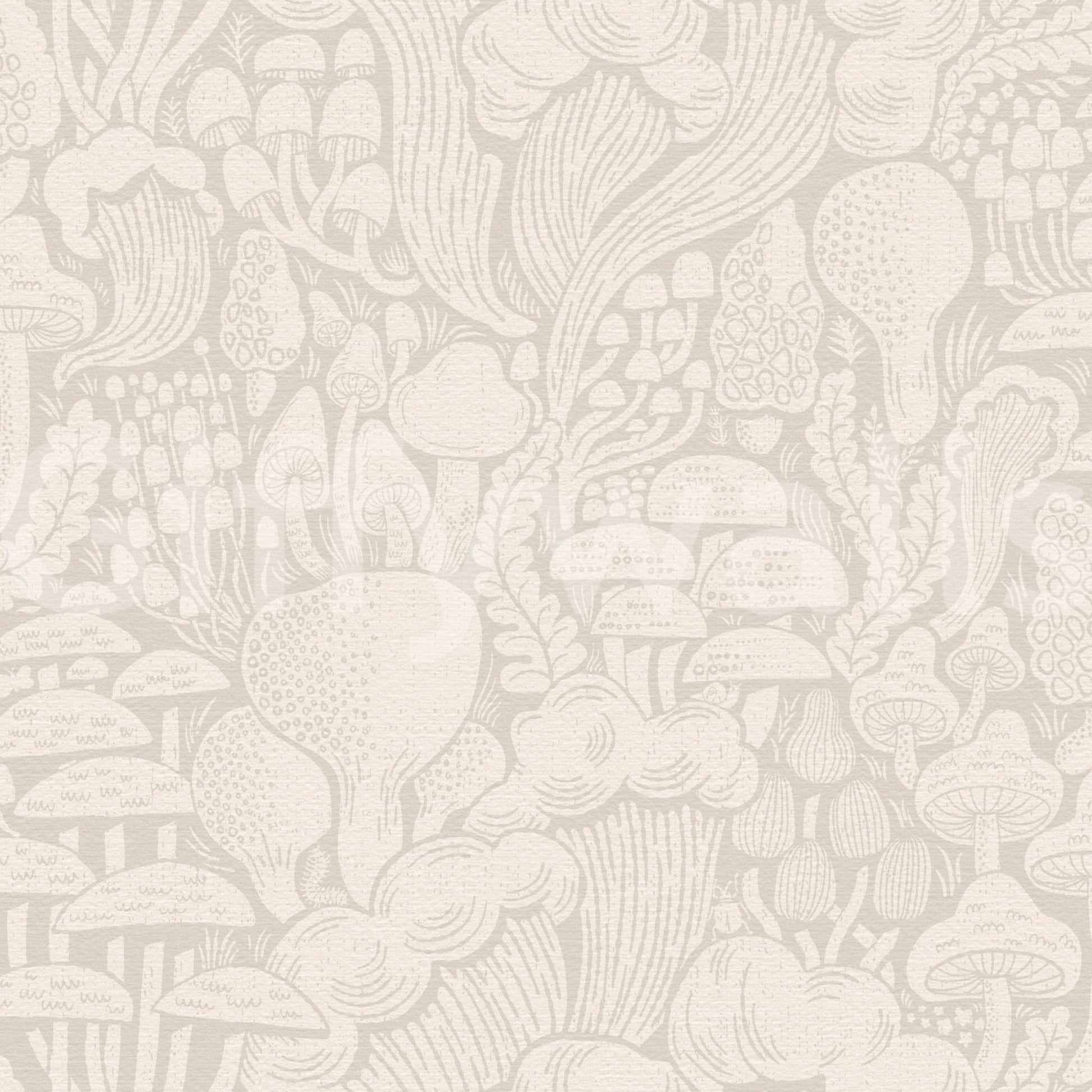 Fungi silhouette forest wall mural in soft colors

