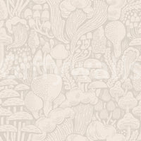 Fungi silhouette forest wall mural in soft colors

