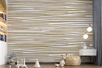 Close view of Sand Stripe Flow Wall Mural with flowing beige stripe texture