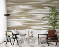 Sand Stripe Flow Wall Mural in a calm nook with chairs and a side table