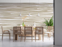 Bright dining area featuring Sand Stripe Flow Wall Mural and a light wood table