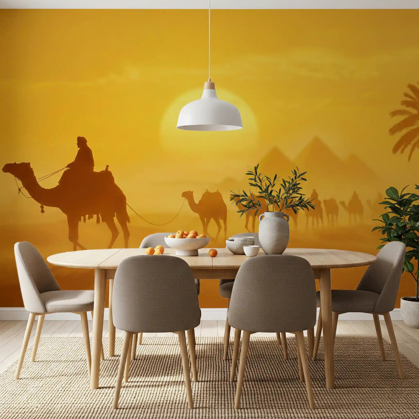Scenic sunset depth shown in Golden Desert wall mural artwork, GD9325