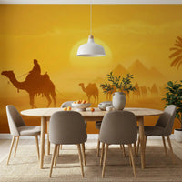 Scenic sunset depth shown in Golden Desert wall mural artwork, GD9325