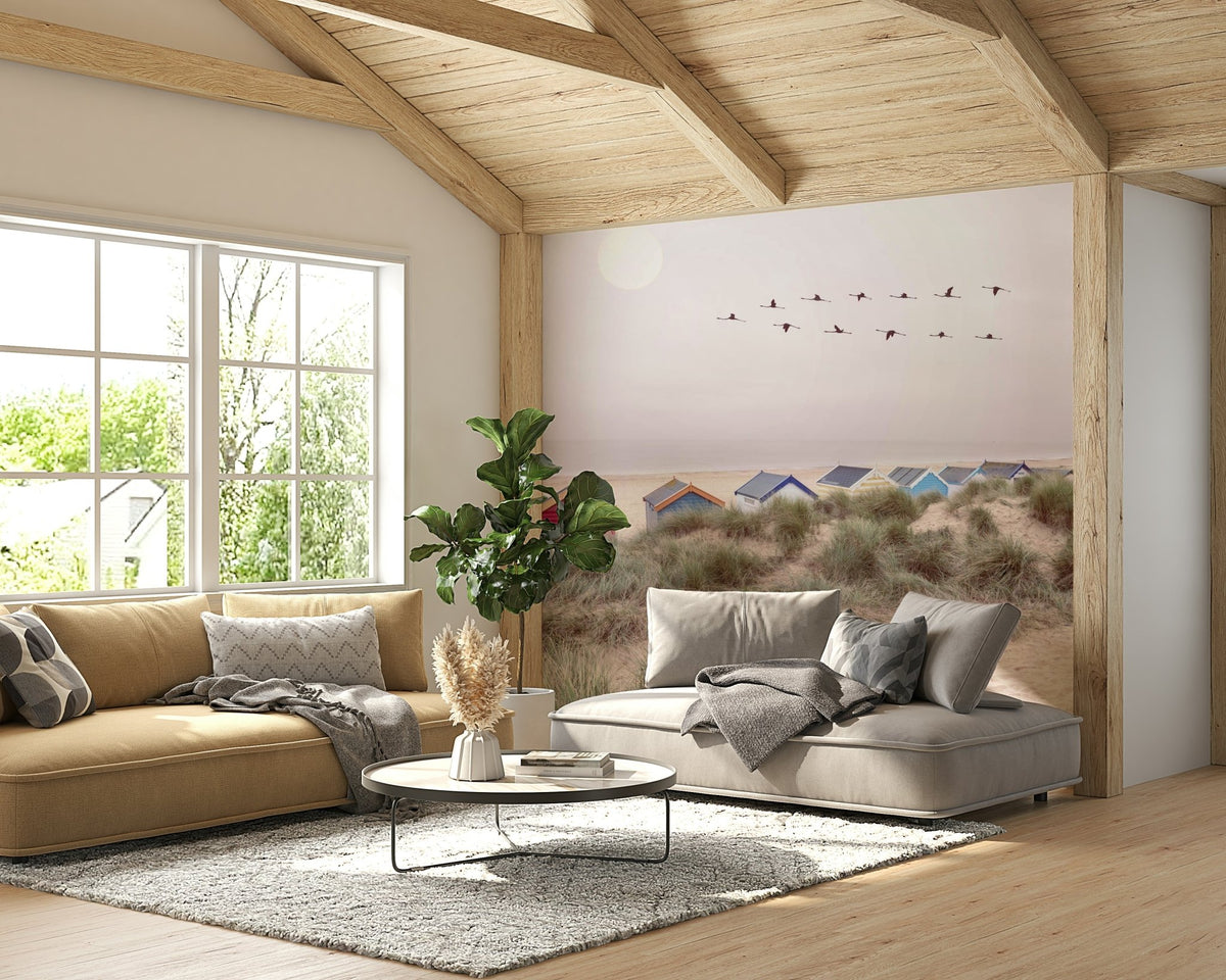 Sandy Shore Escape Wall Mural for a serene vibe., GD1161