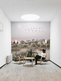 Refreshing beach escape wall mural with soft ocean hues

