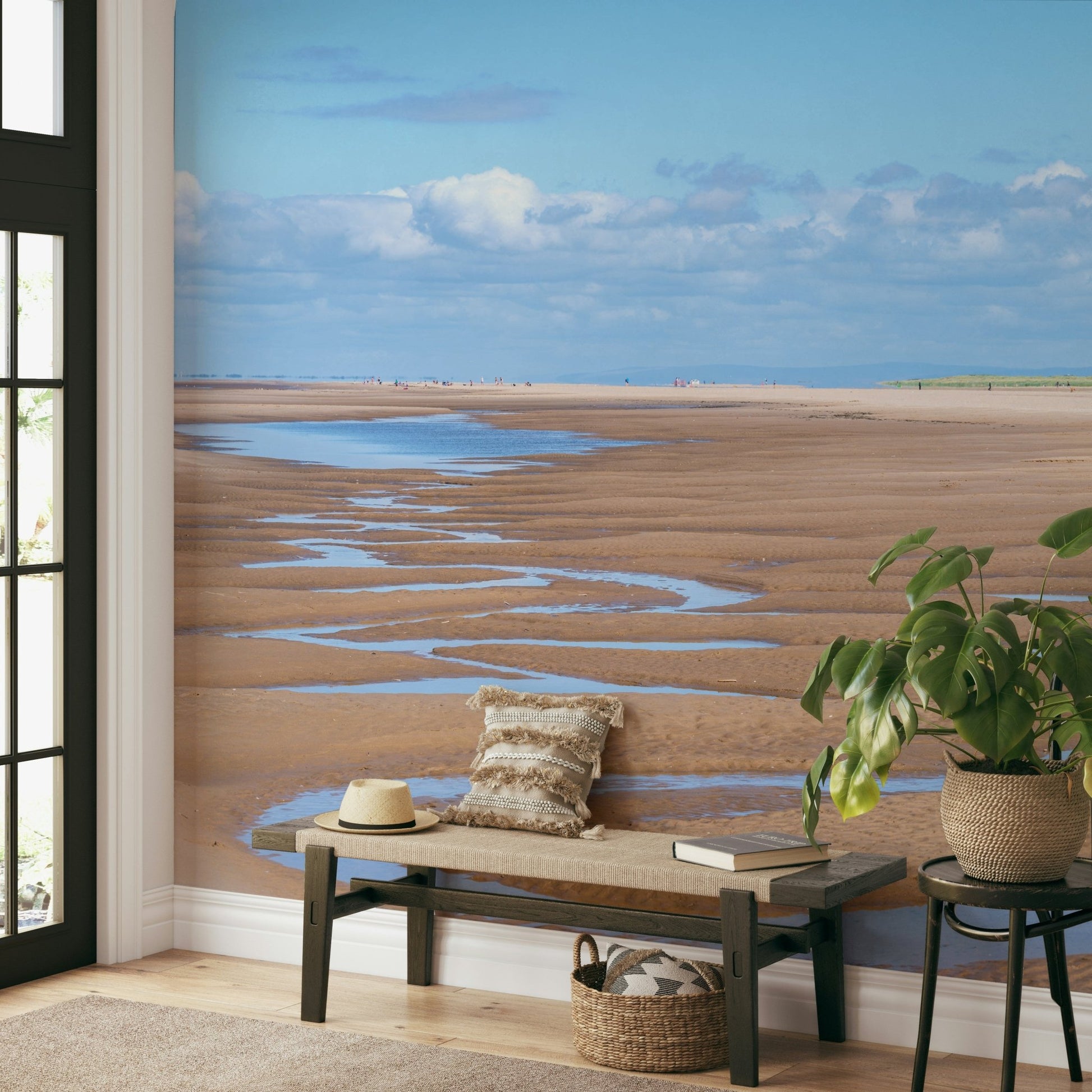 Coastal beach mural with gentle tide details, GD1985