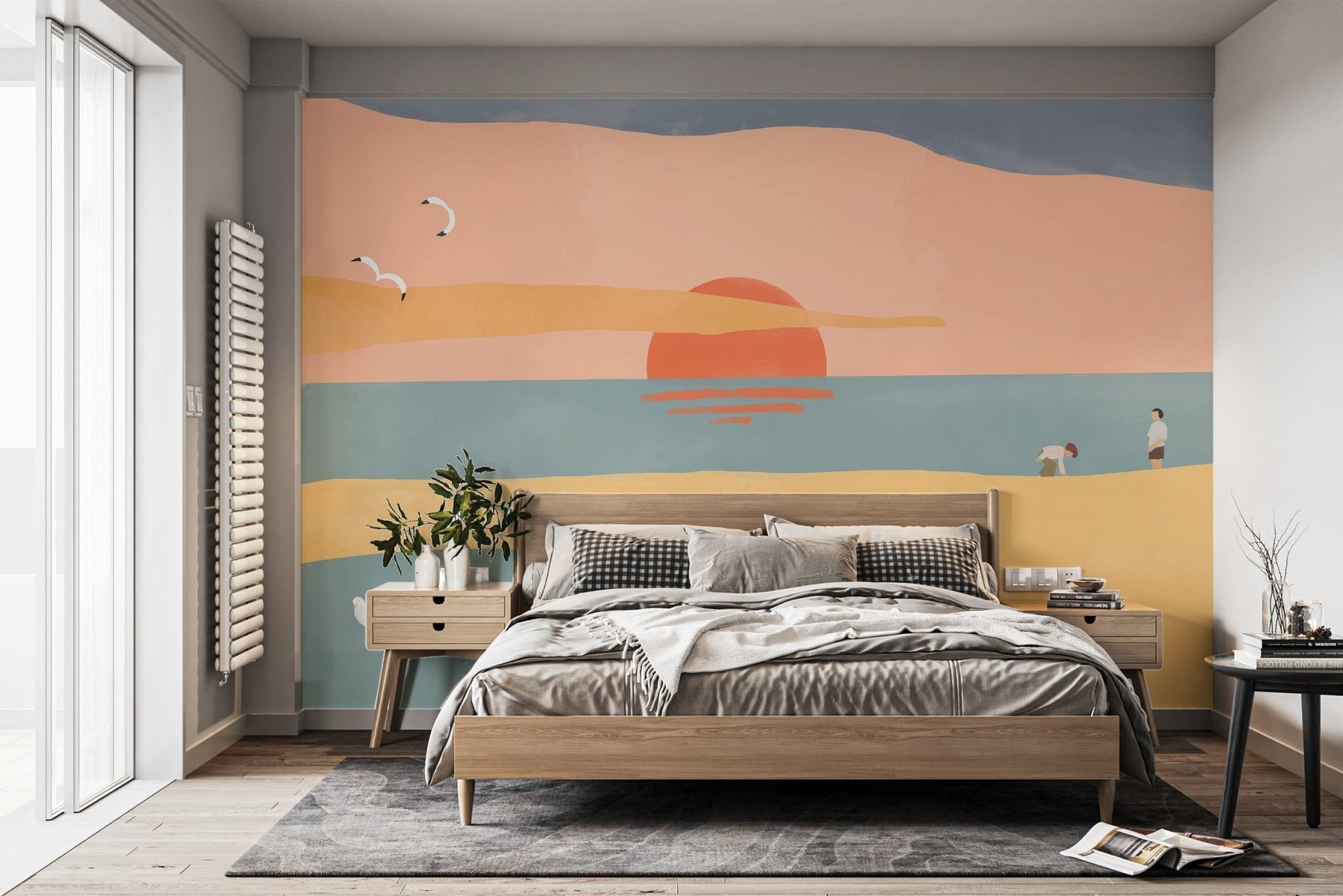 Peaceful Sandy Sunrise wallpaper mural for serene bedroom walls. C224