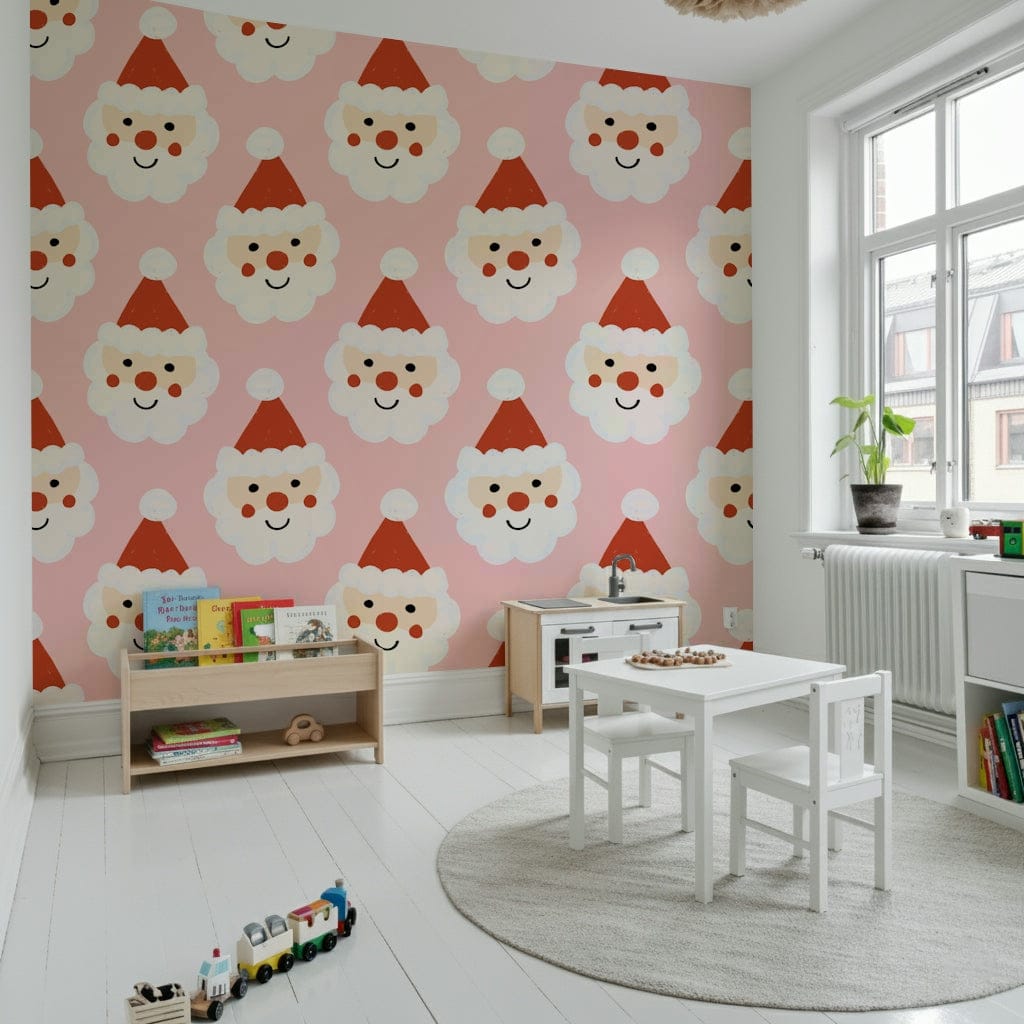 Festive holiday spirit in the Santa Smiles Wallpaper design.