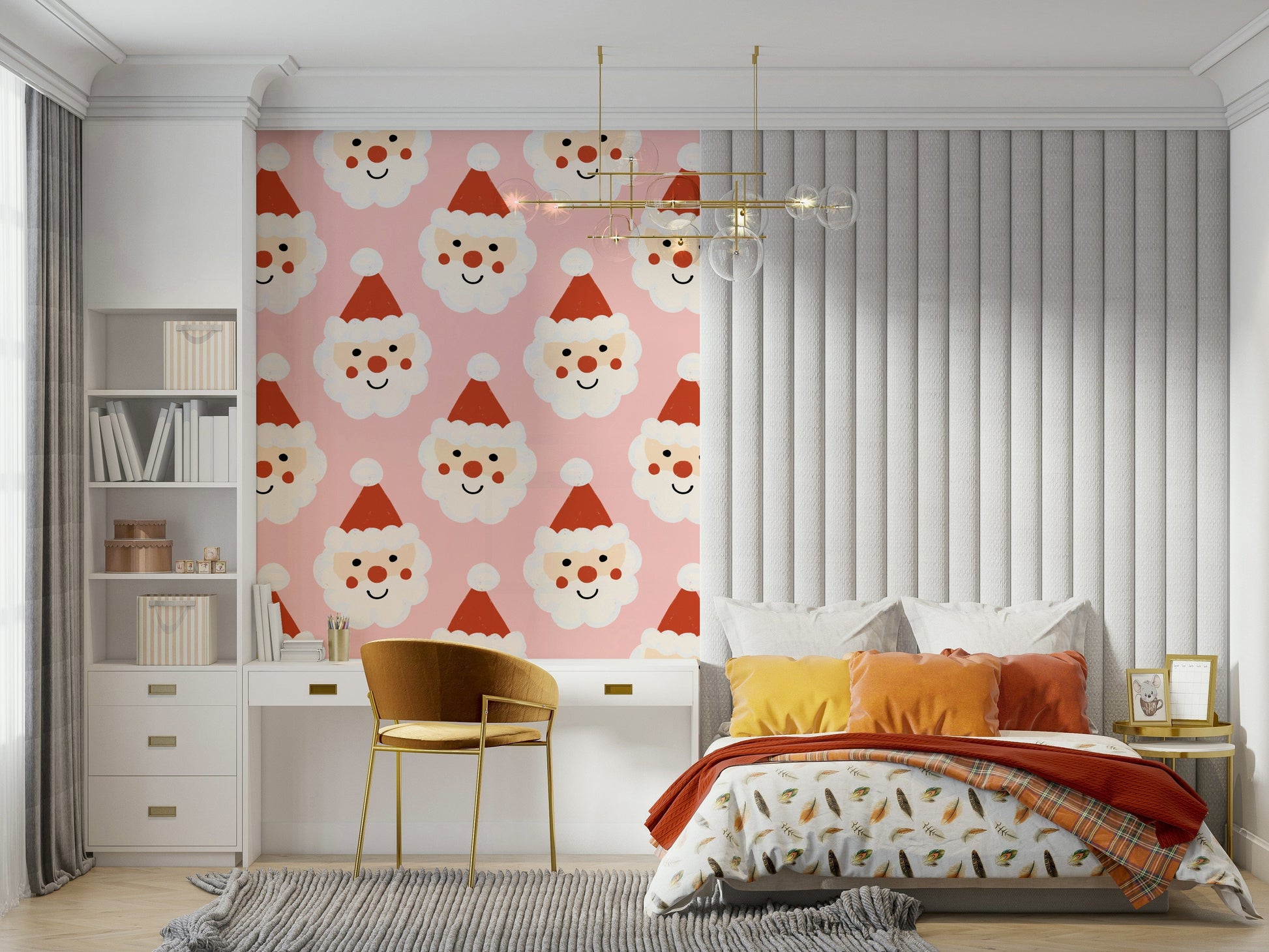 Adorable illustration of Santa Smiles Wallpaper repeating pattern.