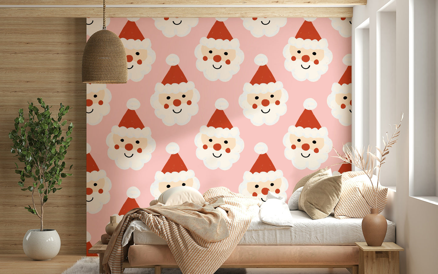 Seasonal joy with the Santa Smiles Wallpaper graphics.