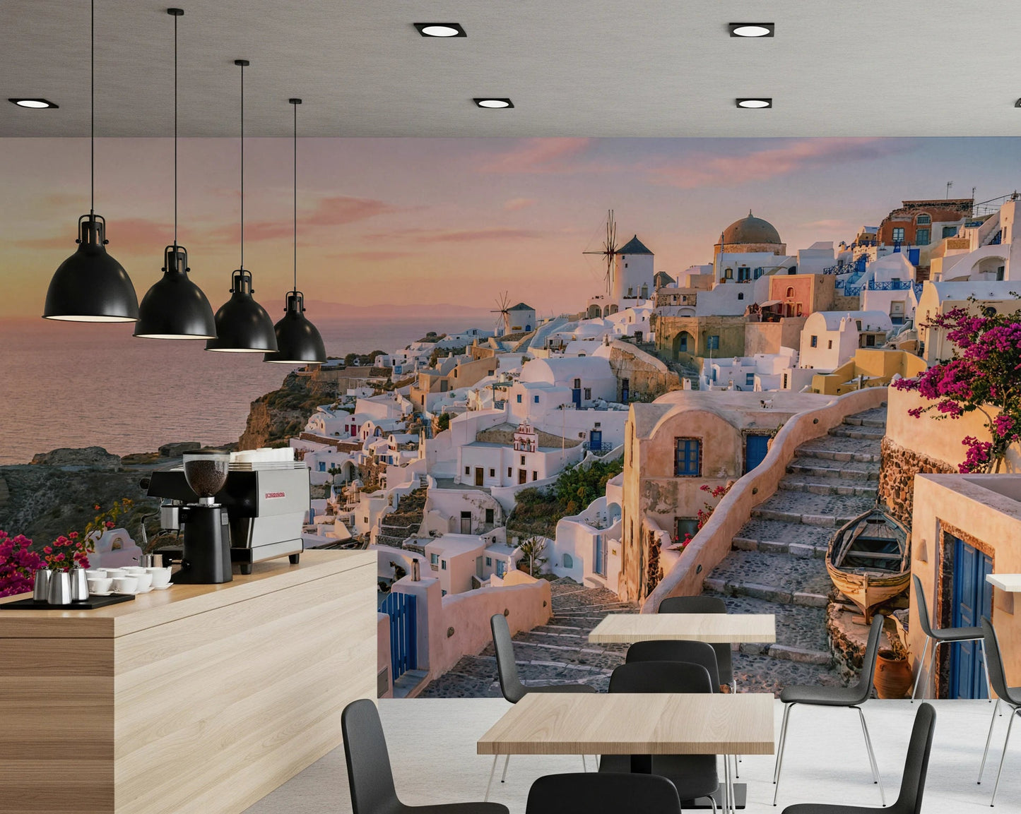 Santorini Sunset Wall Mural