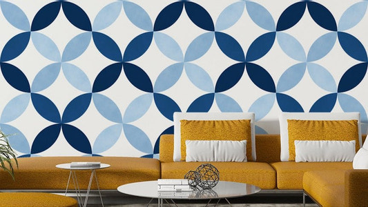 The pattern adds a sense of depth and visual interest to the space.

