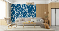 Curvy loop Sapphire Scribbles removable decal bold artistic appearance item.