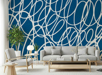 Navy abstract Sapphire Scribbles wallpaper creative scribble style home decor.