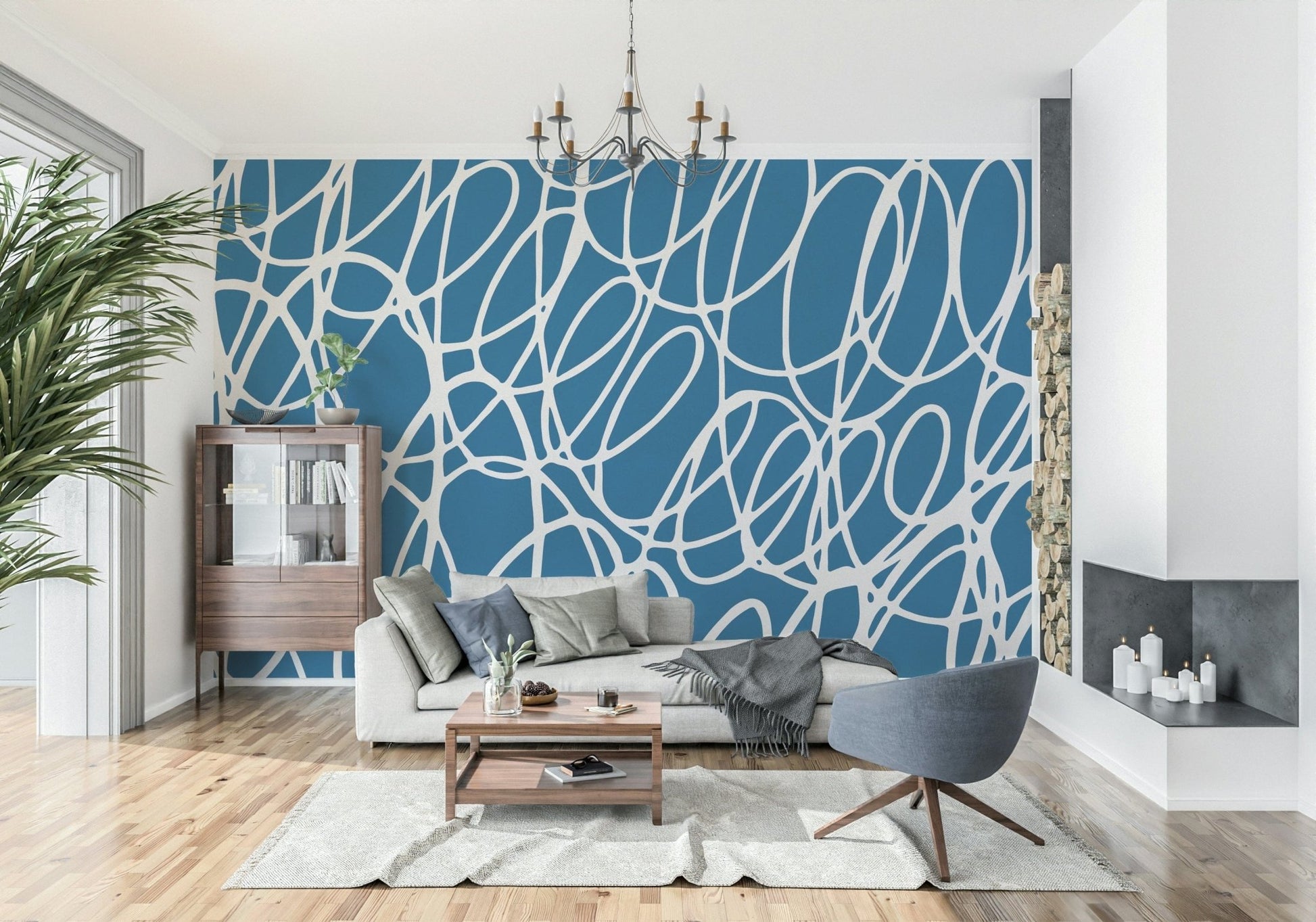 Sapphire Scribbles wallpaper for walls statement navy living space upgrade.