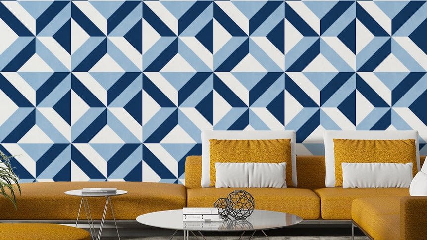 A wall mural of a peaceful square pattern.

