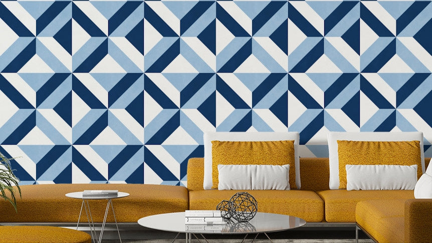 A wall mural of a peaceful square pattern.


