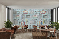 sardine tin pattern wallpaper design