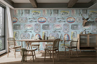 vintage sardines wall murals for cafe
