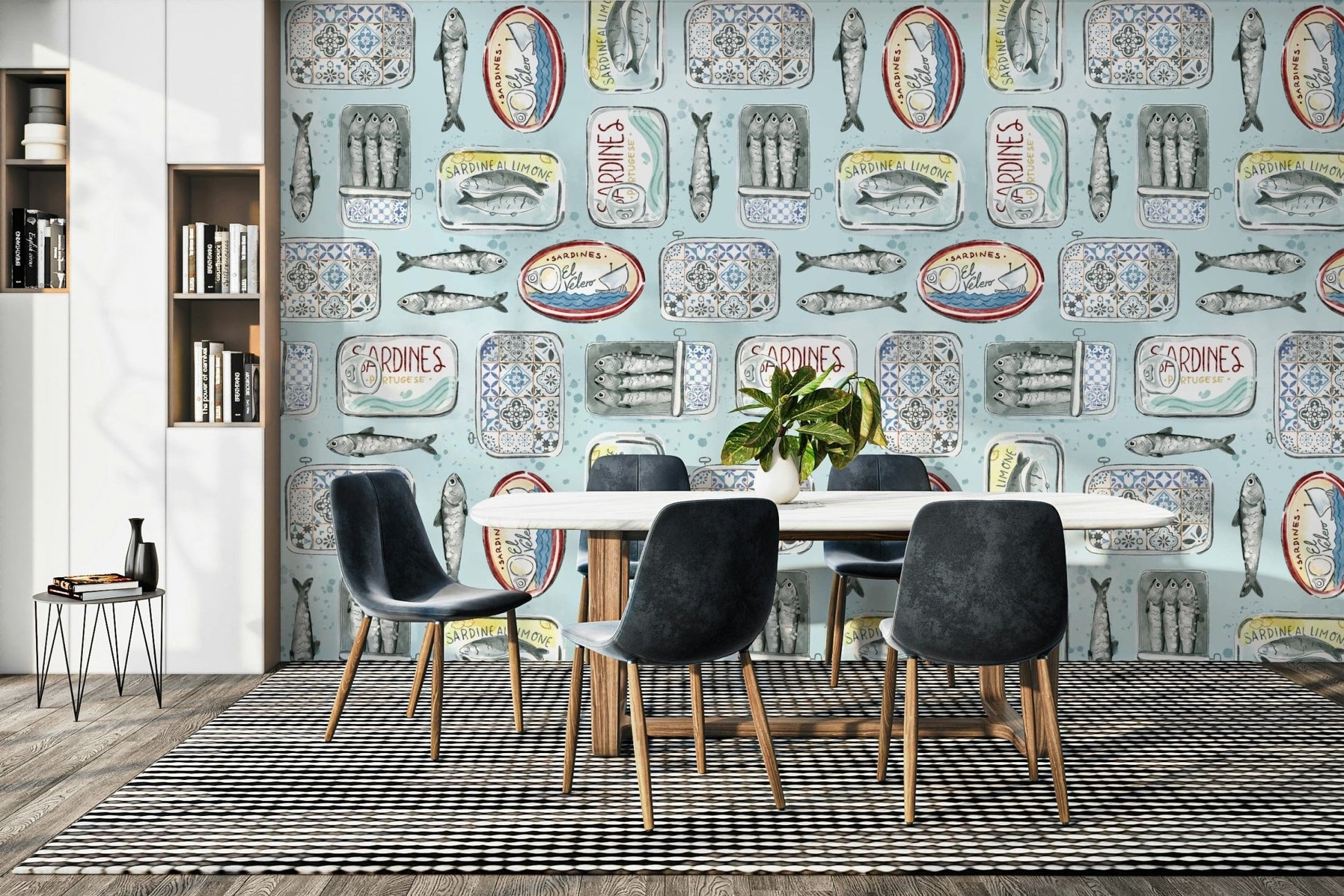 sardine tin wallpaper for kitchen