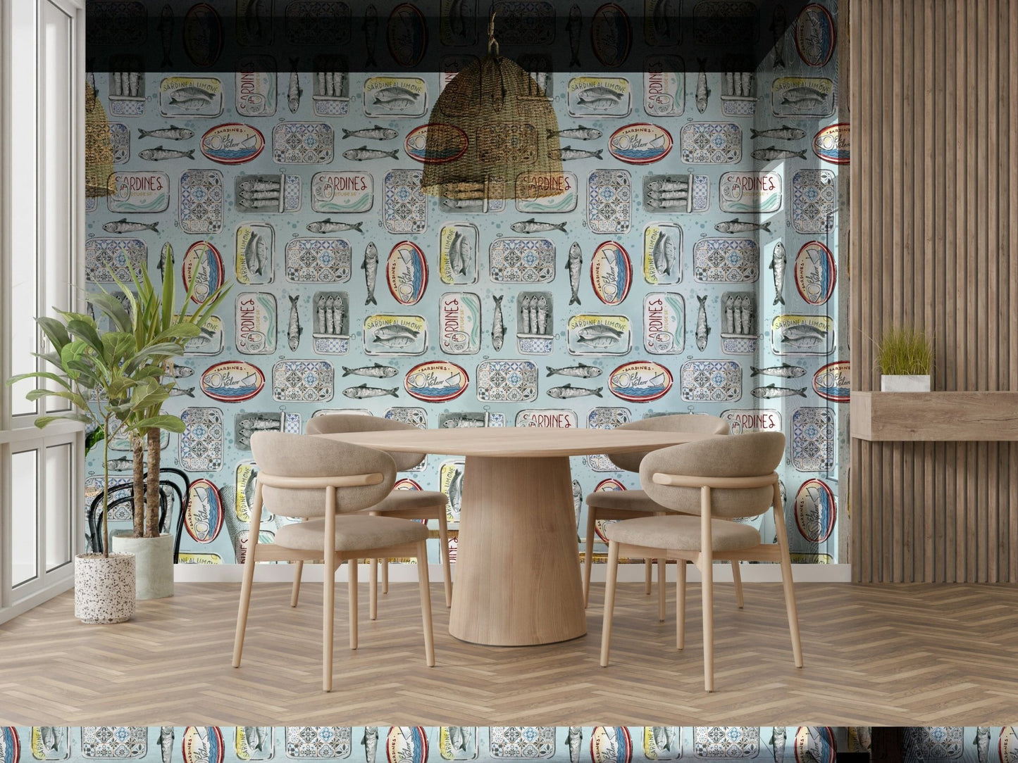 sardine pattern wallpaper for kitchen GD077