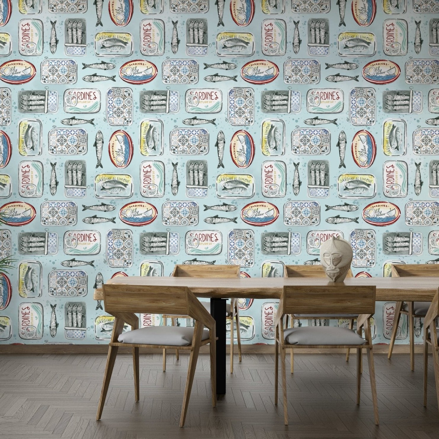 sardines wallpaper with tiled look GD077