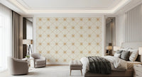 Light-toned surface with Latticed Flower Stitch gold wallpaper flow