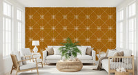 Structured latticed flower stitch on rich gold wallpaper, GD8776