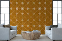Soft white stitch marks over gold wallpaper in lattice form, GD8776