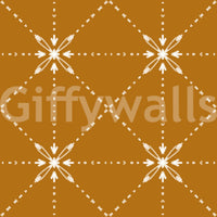 Minimal Sashiko Hana-Goshi pattern on mustard wallpaper, GD8776