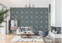 Latticed flower stitch wallpaper with geometric symmetry and dotted line detailing, GD8777