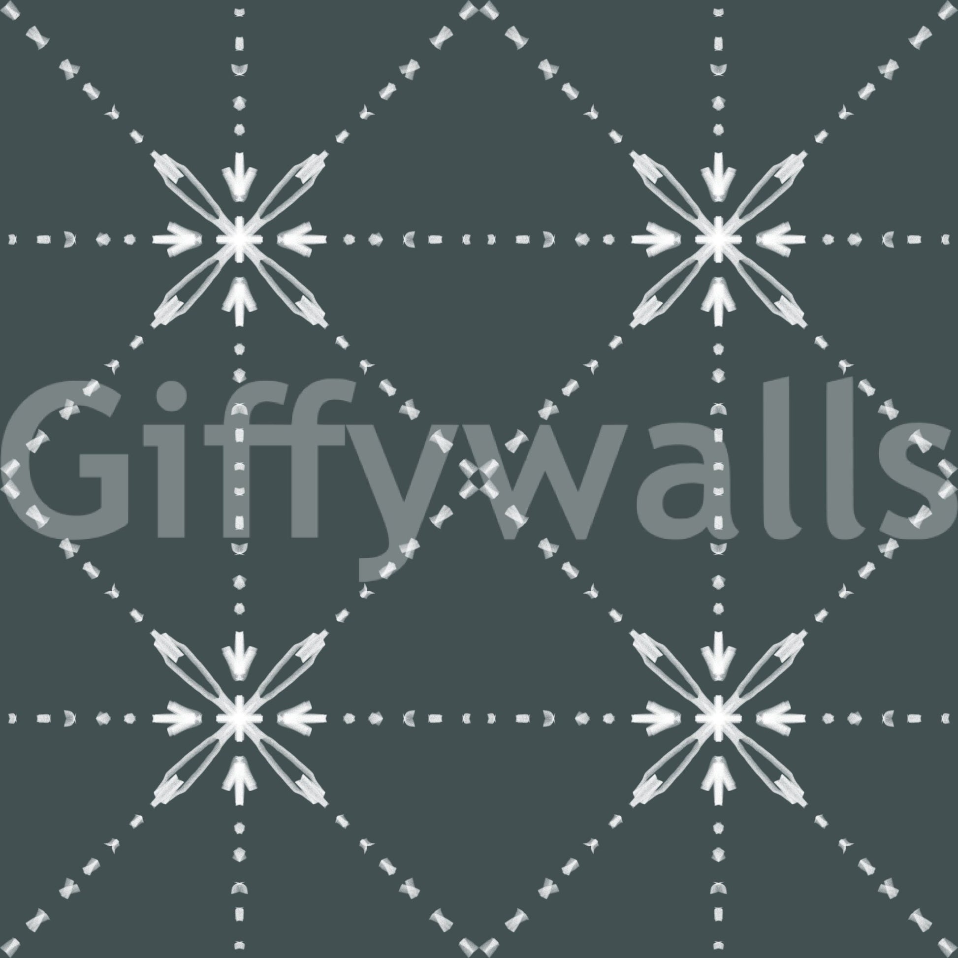 Sashiko Hana-Goshi wallpaper with floral stitch repeat and dark modern base, GD8777