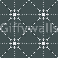 Sashiko Hana-Goshi wallpaper with floral stitch repeat and dark modern base, GD8777
