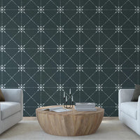 Hallway with latticed flower stitch wallpaper on outer space background, GD8777