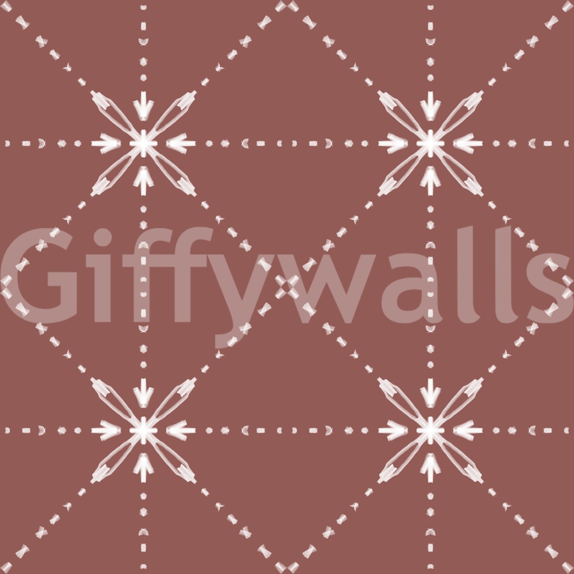 Terracotta surface with Sashiko Hana-Goshi Wallpaper and lattice structure