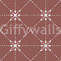 Terracotta surface with Sashiko Hana-Goshi Wallpaper and lattice structure